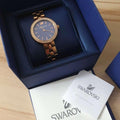 Swarovski Daytime Crystals Blue Dial Rose Gold Steel Strap Watch for Women - 5182277