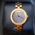 Swarovski Daytime Crystals Blue Dial Rose Gold Steel Strap Watch for Women - 5182277