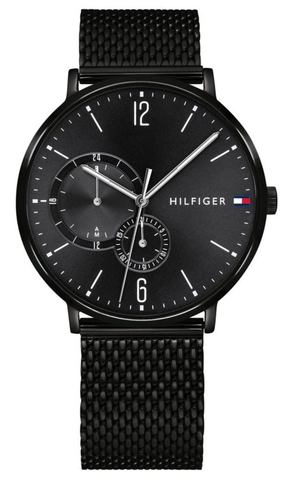 Tommy Hilfiger Brooklyn Black Dial Black Mesh Bracelet Watch for Men - 1791507