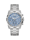 Guess Commander Chronograph Blue Dial Silver Steel Strap Watch for Men - GW0056G2