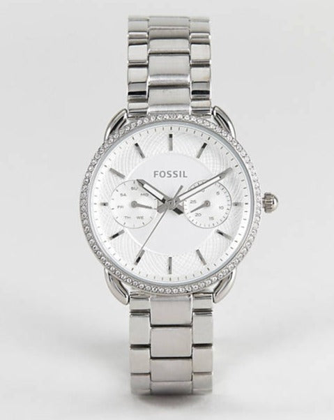 Fossil Tailor White Dial Silver Steel Strap Watch for Women - ES4262