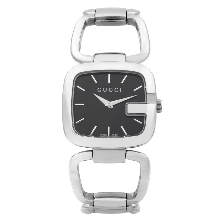 Gucci G-Gucci 125 Black Dial Silver Steel Strap Watch For Women - YA125407