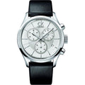 Calvin Klein Masculine Chronograph White Dial Black Leather Strap Watch for Men - K2H27120