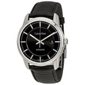 Calvin Klein Infinity Automatic Black Dial Black Leather Strap Watch for Men - K5S341C1