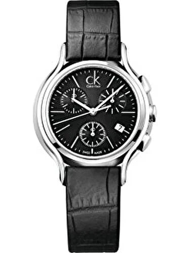 Calvin Klein Skirt Chronograph Black Dial Black Leather Strap Watch for Men - K2U291C1