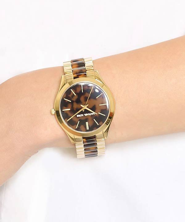 Michael Kors Slim Runway Tortoise Shell Dial Two Tone Steel Strap Watch for Women - MK4284