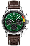 Breitling Top Time B01 Ford Mustang Green Dial Brown Leather Strap Watch for Men - AB01762A1L1X1