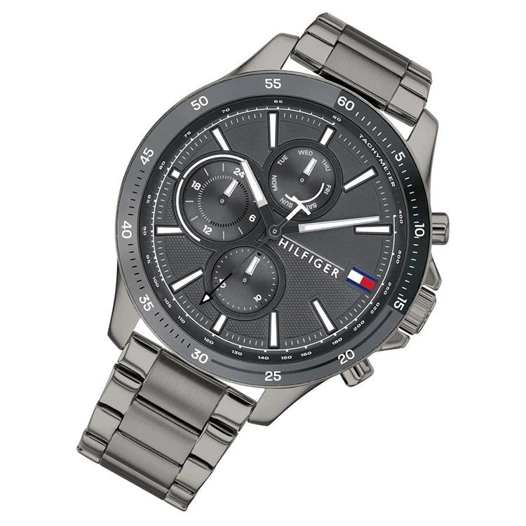 Tommy Hilfiger Bank Grey Dial Grey Steel Strap Watch for Men - 1791719