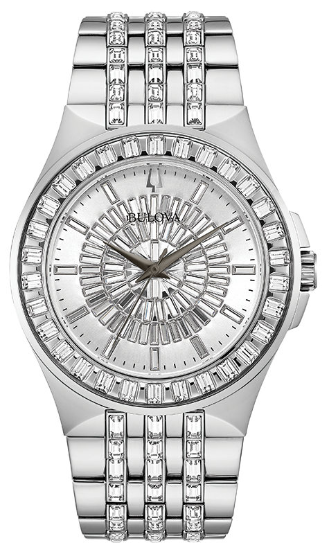 Bulova Phantom Crystal Silver Dial Silver Steel Strap Watch for Men - 96A236