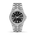 Bulova Crystal Collection Black Dial Silver Steel Strap Watch for Men - 96K102