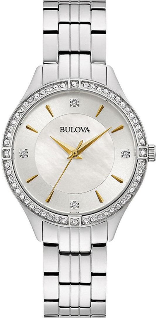 Bulova Mother of Pearl Dial Silver Steel Strap Watch for Women - 96L263