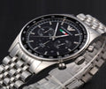 Emporio Armani Tazio Chronograph Team Italia Black Dial Silver Steel Strap Watch For Men - AR5983