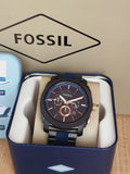 Fossil Machine Chronograph Black Dial Two Tone Steel Strap Watch for Men - FS5164