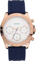 Guess Eclipse White Dial Blue Rubber Strap Watch for Women - GW0315L2