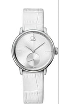 Calvin Klein Accent White Dial White Leather Strap Watch for Women - K2Y231K6