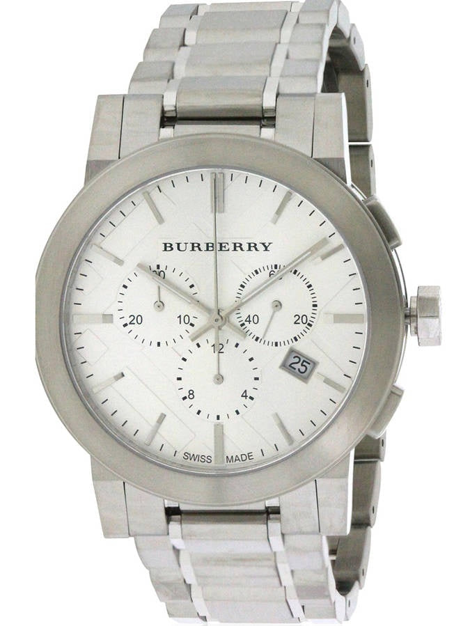 Burberry The City Chronograph Silver Dial Silver Steel Strap Watch for Men - BU9350