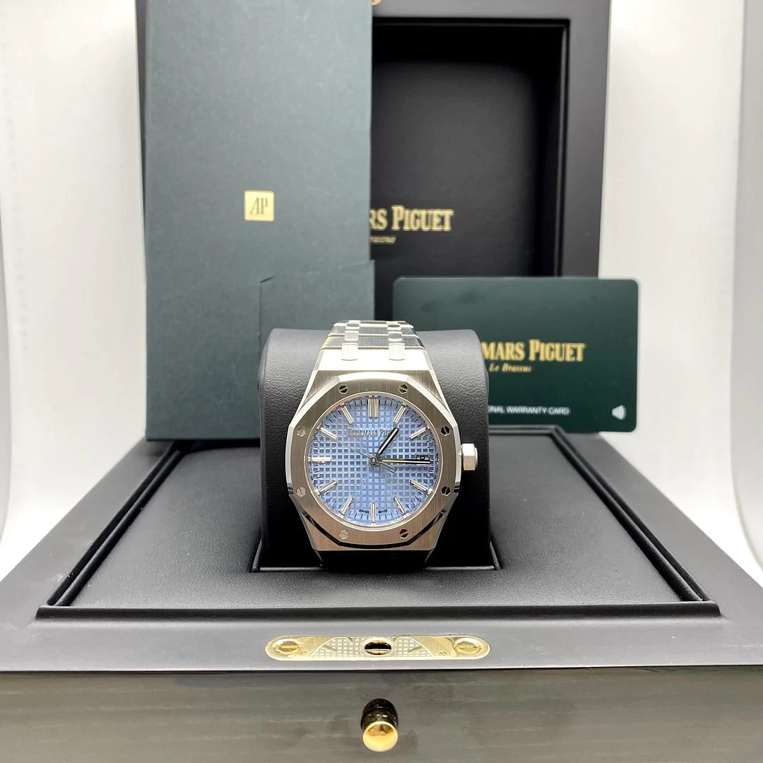 Audemars Piguet Royal Oak 50th Anniversary Light Blue Dial Silver Steel Strap Watch for Men - 15550ST.OO.1356ST.04