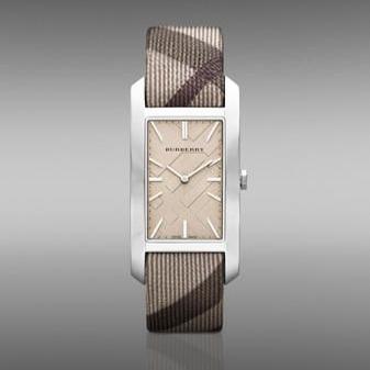 Burberry Nova Check Silver Dial Two Tone Leather Strap Watch For Women - BU9404