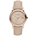 Burberry The City Beige Dial Beige Leather Strap Watch for Women - BU9109