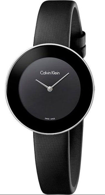 Calvin Klein Chic Black Dial Black Leather Strap Watch for Women - K7N23CB1