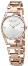 Calvin Klein Dainty Diamonds Silver Dial Rose Gold Steel Strap Watch for Women - K7L2364T