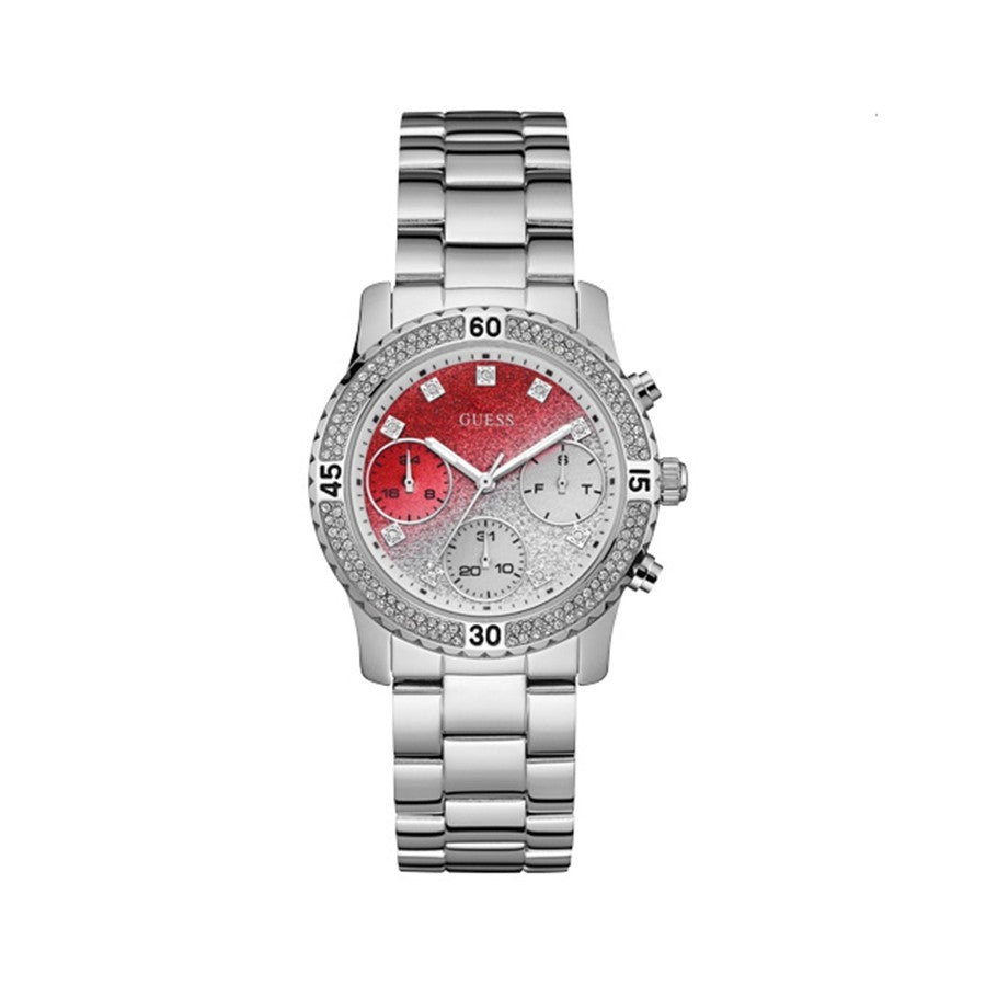 Guess Confetti Diamonds Silver Dial Silver Steel Strap Watch for Women - W0774L7