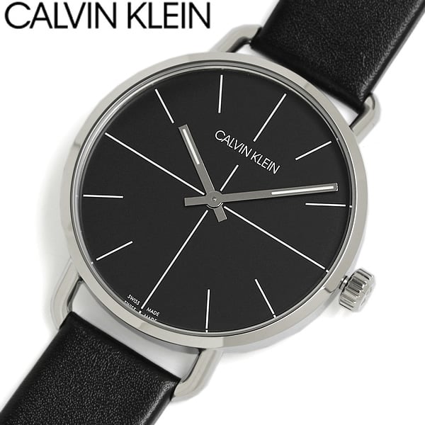 Calvin Klein Evan Black Dial Black Leather Strap Watch for Men - K7B211CZ