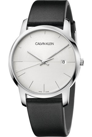 Calvin Klein City White Dial Black Leather Strap Watch for Men - K2G2G1CD