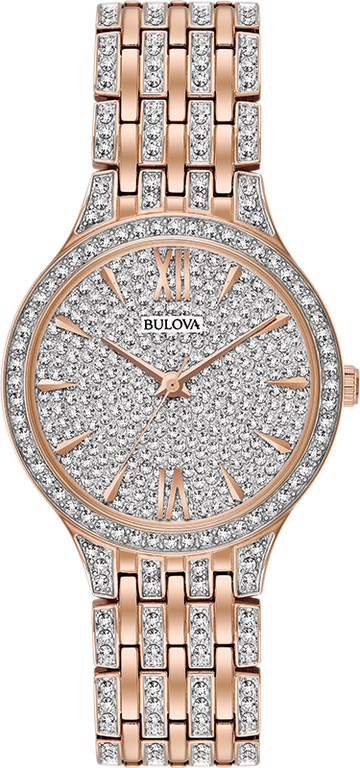 Bulova Crystal Collection Silver Crystals Dial Two Tone Steel Strap Watch for Women - 98L235