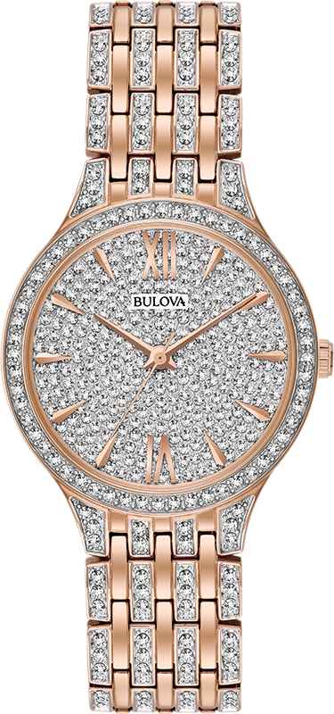 Bulova Crystal Collection Silver Crystals Dial Two Tone Steel Strap Watch for Women - 98L235