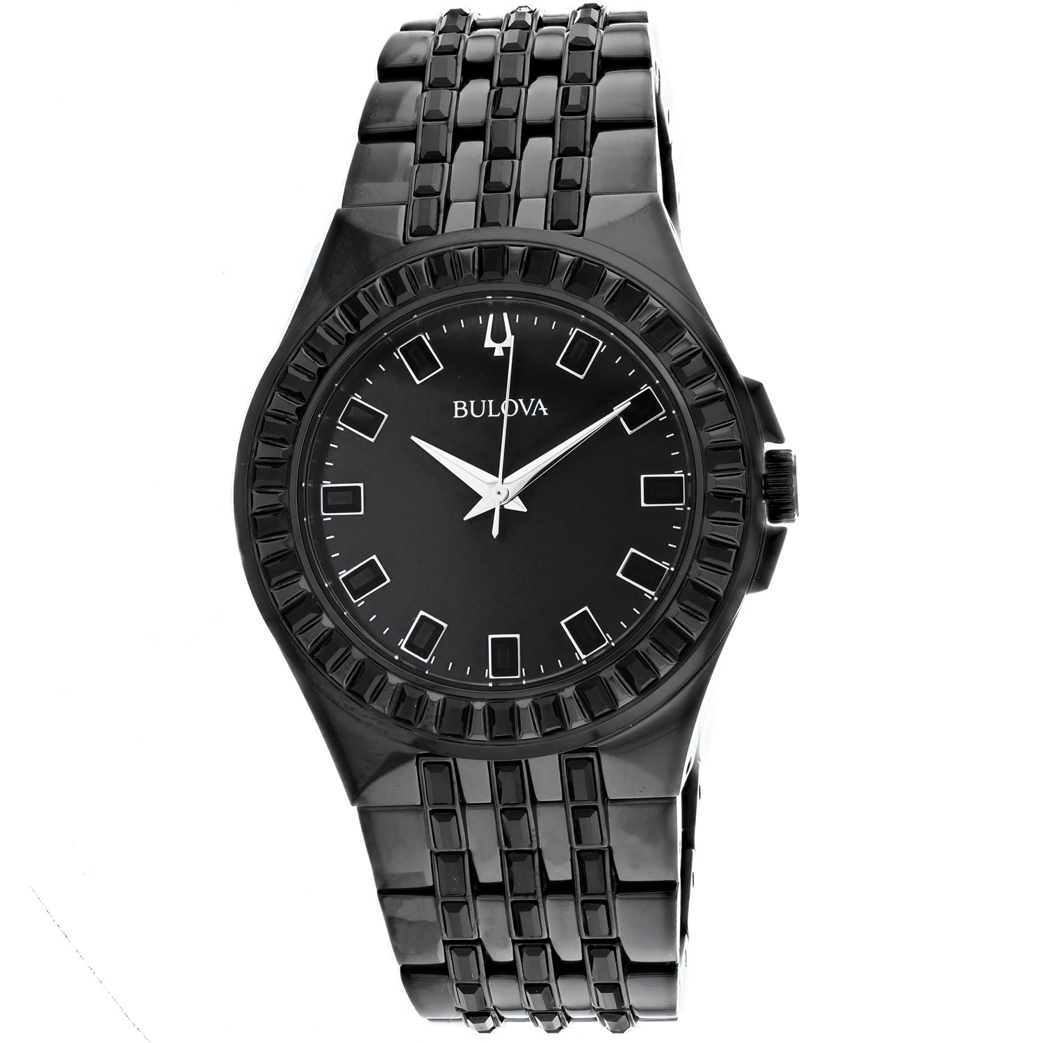 Bulova Crystal Collection Phantom Black Dial Black Steel Strap Watch for Men - 98A240