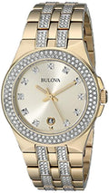 Bulova Crystal Collection Champagne Dial Two Tone Steel Strap Watch for Women - 98B174