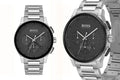 Hugo Boss Peak Chronograph Black Dial Silver Steel Strap Watch for Men - 1513762