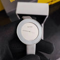 Calvin Klein Chic Silver Dial White Leather Strap Watch for Women - K7N23UP8