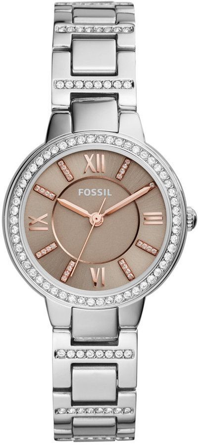 Fossil Virginia Taupe Dial Silver Steel Strap Watch for Women - ES4147