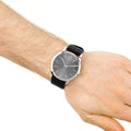 Calvin Klein City Grey Dial Black Leather Strap Watch For Men - K2G21107