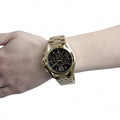 Michael Kors Bradshaw Black Dial Gold Steel Strap Watch for Women - MK5739