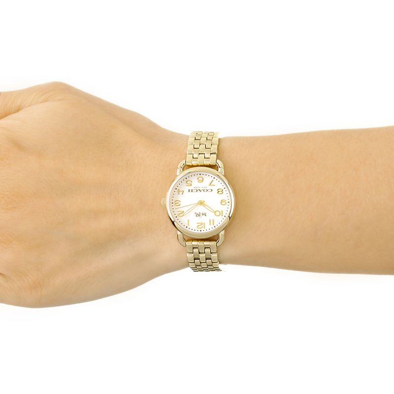 Coach Delancey White Dial Gold Steel Strap Watch for Women - 14502241