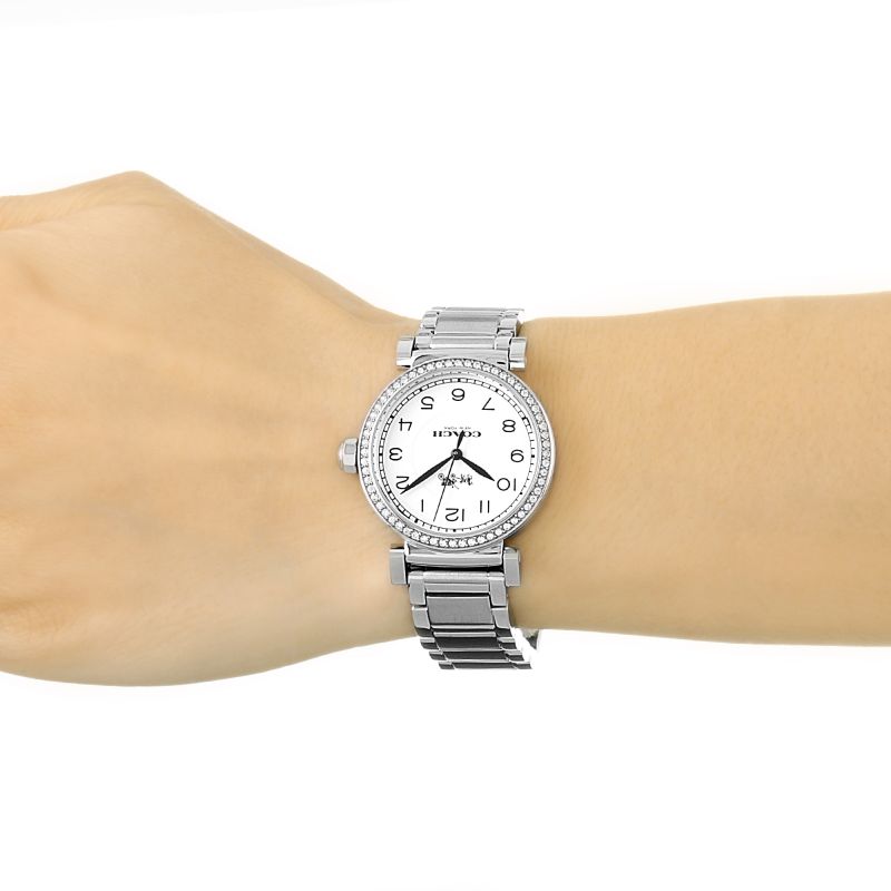 Coach Madison White Dial Silver Steel Strap Watch for Women - 14502396