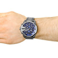 Diesel Mega Chief Chronograph Blue Dial Black Stainless Steel Watch For Men - DZ4329