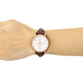 Fossil Boyfriend White Dial Brown Leather Strap Watch for Women - ES3616