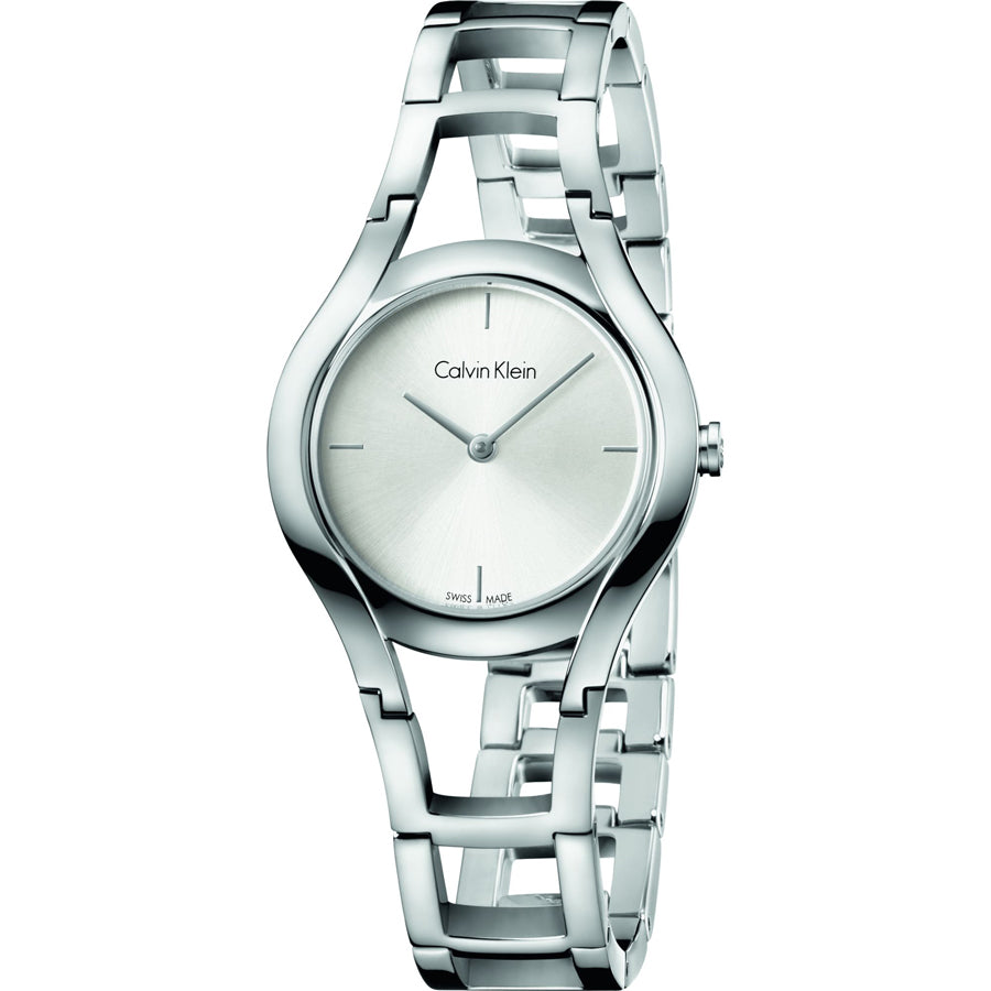 Calvin Klein Class White Dial Silver Steel Strap Watch for Women - K6R23126