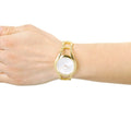 Calvin Klein Class White Dial Gold Steel Strap Watch for Women - K6R23526