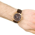 Calvin Klein Infinity Brown Dial Brown Leather Strap Watch for Men - K5S346GK