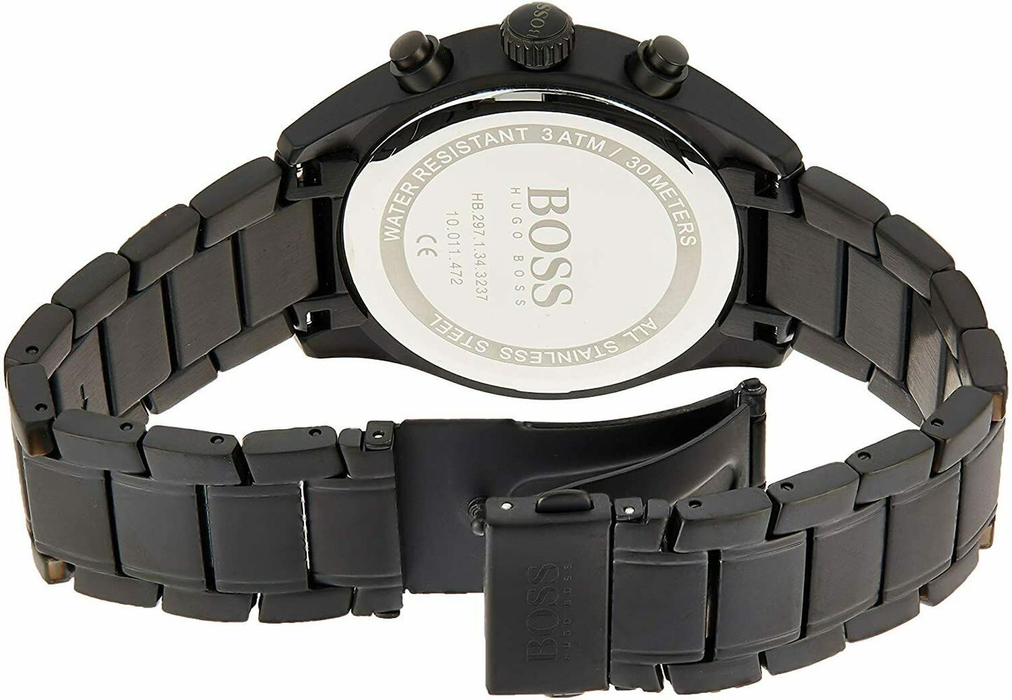 Hugo Boss Grand Prix Chronograph Black Dial Black Steel Strap Watch for Men - 1513676