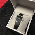 Calvin Klein Minimal Black Dial Black Leather Strap Watch for Men - K3M221CS