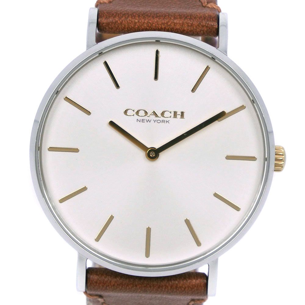 Coach Charles Silver Dial Brown Leather Strap Watch for Men - 14602152