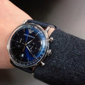 Emporio Armani Aviator Chronograph Blue Dial Blue Leather Strap Watch For Men - AR11105