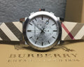 Burberry The City Nova White Dial Checked Brown Leather Strap Watch for Men - BU9357