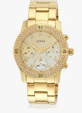 Guess Confetti Diamonds Silver Dial Gold Steel Strap Watch for Women - W0774L5